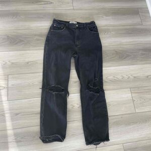 Abercrombie Fitch Black Distressed Ankle Straight Ultra High Rise Jeans 4R